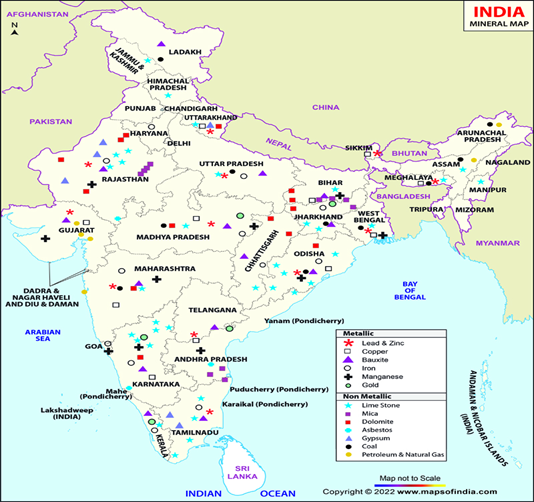 Distribution of Minerals in India