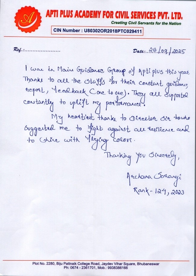 Rank 124, OAS 2023, Archana Sarangi 