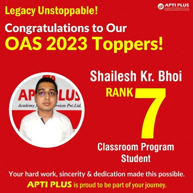 Jyotirmayee Swain, APTI PLUS Academy’s another Classroom Student, who has secured Rank 49 in OPSC OAS 2023