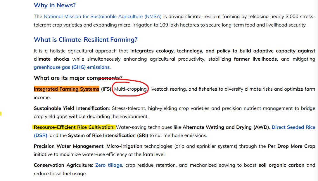 National Mission for Sustainable Agriculture (NMSA) appeared from IASGYAN Current Affairs Article. 